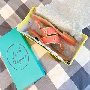 Coral (Geranium) and Gold Jack Rogers